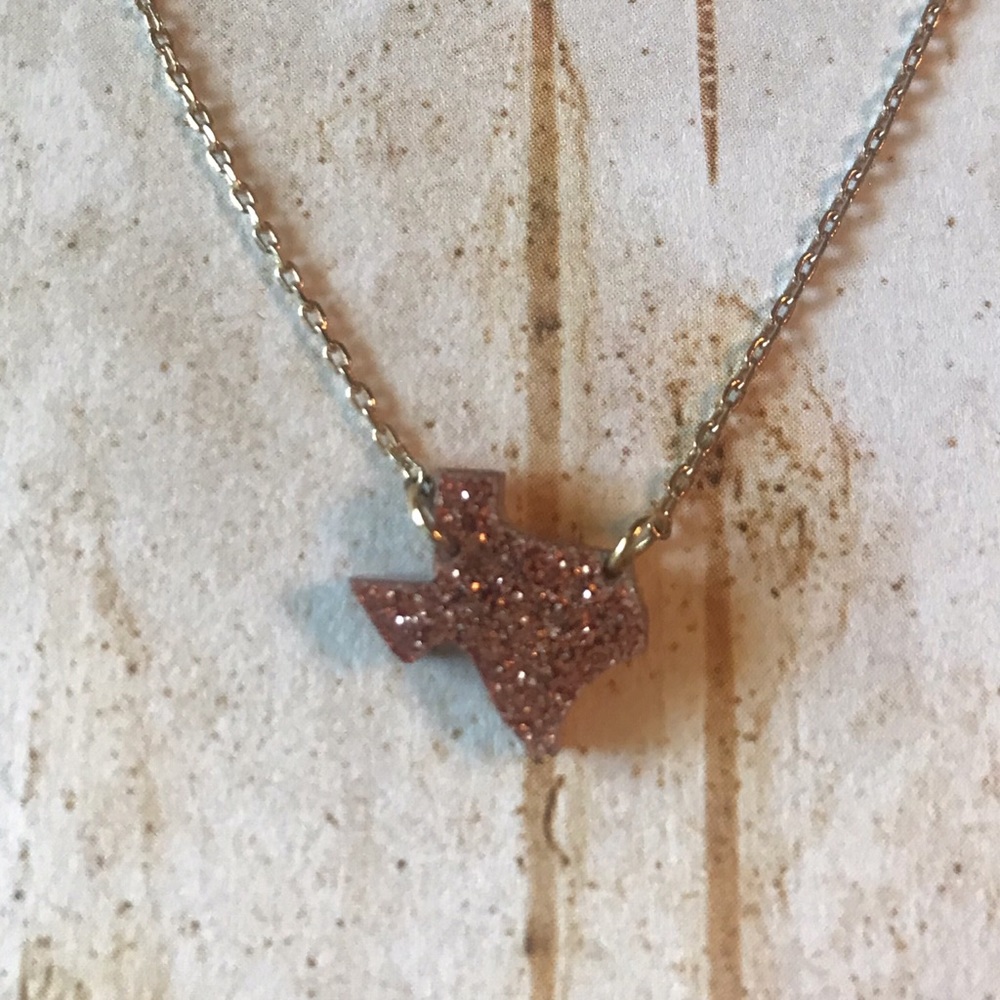Glitter Acrylic Texas State Necklace